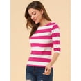 thumbnail image 2 of Dde San Patricio Camisecon mangas de codo pamujer Camisebásiinformal con cuello de barco y corte ajustado Blanco fucsM, 2 of 6