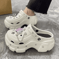 thumbnail image 3 of Non-Slip 30° Tilt Textured Outsole Hollow Grip Platform Sandals - Odorless, Soft Elastic, Eco-Friendly, Leg-Lengthening Design, Star Pattern, Black, Size 40-41 - Comfortable Cotton-Like Walking, 3 of 6