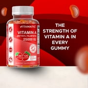 Vitamatic Sugar-Free Vitamin A 25000 IU Gummies, Natural Strawberry, 120 Count, 4.65 oz