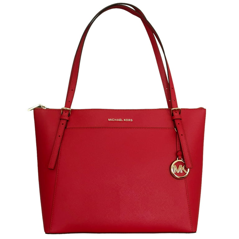 Michael Kors Voyager Large East West Tote Bag Saffiano Leather Flame Red