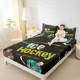 thumbnail image 4 of Manfei Teens Est Sleep Queen Sheet Sets, Cartoon Sports Helmet Flat Sheet, Ice Hockey Player Queen Fitted Sheet, Breathable Home Decor, 4pcs, 4 of 7