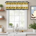 thumbnail image 3 of Summer Sunflower Retro Linen Valances for Windows,Kitchen Valance Rod Pocket Short Curtain, Black Gingham Check Valance Curtain Window Valances for Bedroom Bathroom Living Room 42x18in, 3 of 9