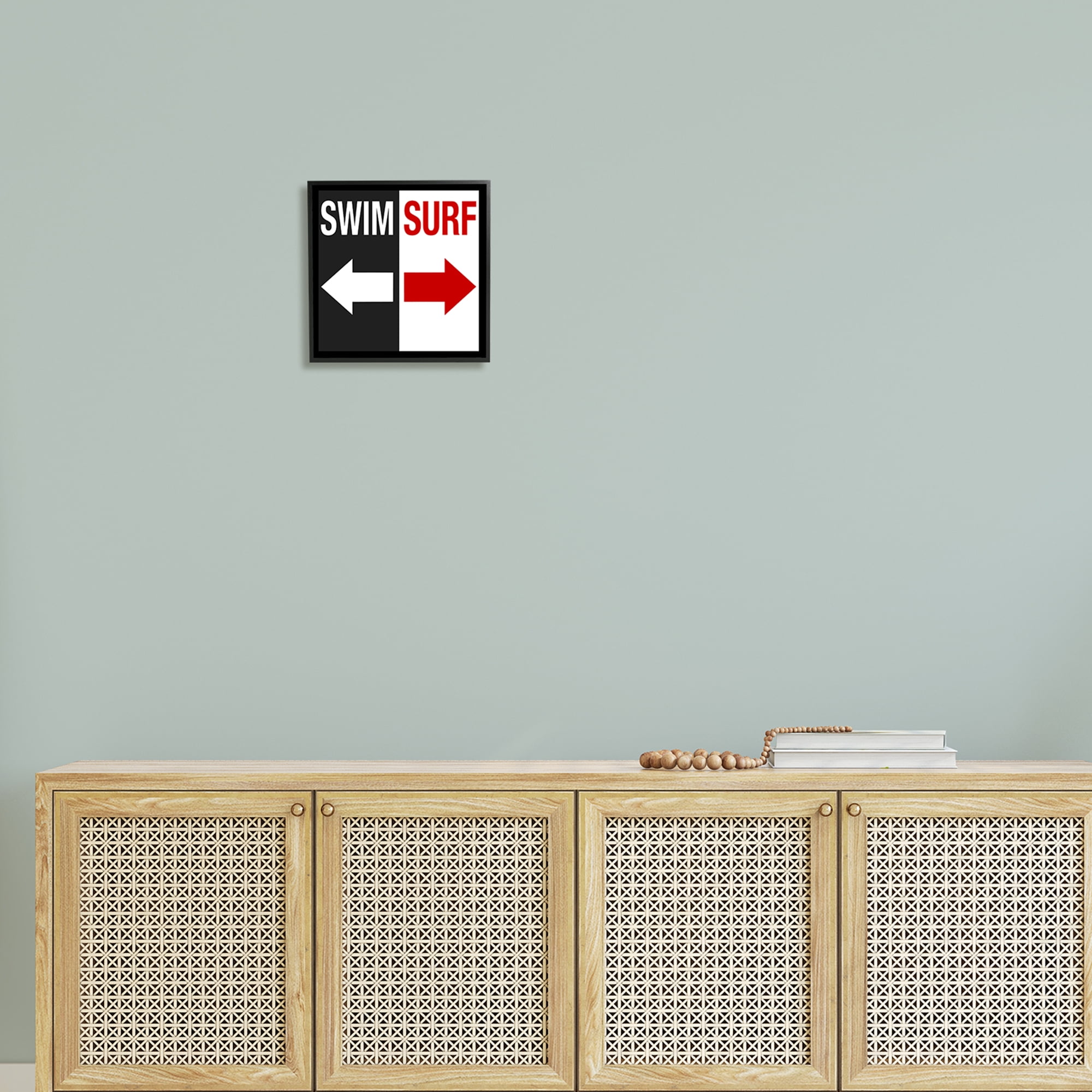 Stupell Industries Swim Surf Arrows Sign Ocean Coastal Words Graphic Art Black Framed Art Print Wall Art, Design by Graffitee Studios