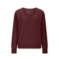 thumbnail image 5 of ShiShine Womens Long Sleeve V Neck Sweaters 2025 Fall Casual Classic Soft Loose Fit Basic Pullover Jumper Top, 5 of 9