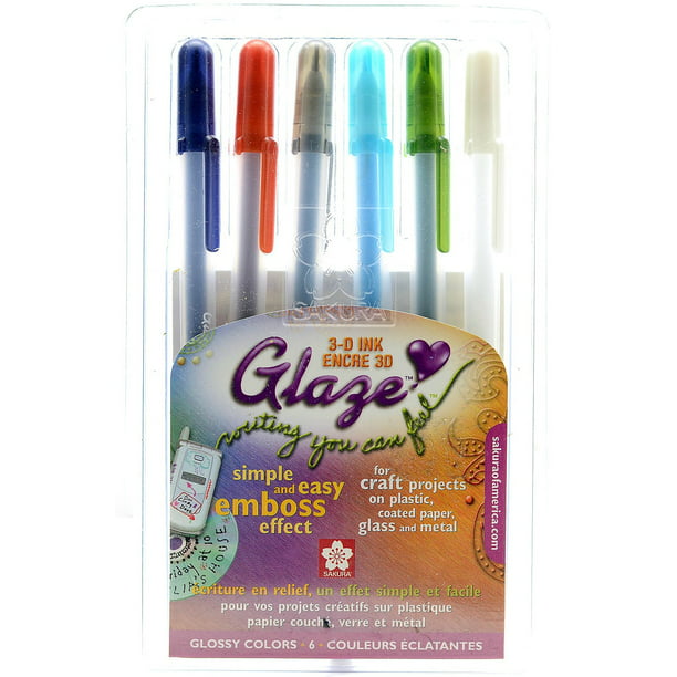 Sakura Roll Glaze Pens, 0.8 mm, Assorted Colors, 6 Pens Per Set, Pack Of 2 Sets -