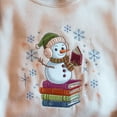 thumbnail image 2 of Book Lover Snowman Embroidered Sweatshirt, Snowman Reading Book Shirt, Gift For Teacher, Book Lover Gift, Winter Holiday Shirt, 2 of 5