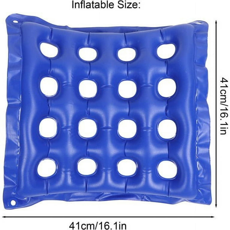 Inflatable Seat Cushions for Pressure Relief, Blue Wheelchair Air Cushion  for Bed Sore, Office Chair Cushion,Comfortable Waffle Pads,17.8x17.8inch 