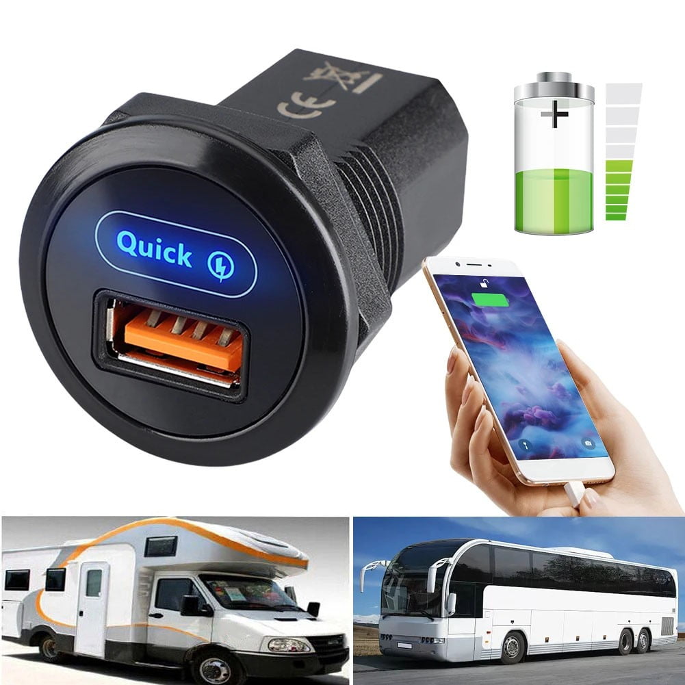 Yimiti 12-24V Car Charging Socket 18W For Qc3.0 Rv Bus Usb Outlet Car Charger Adapter