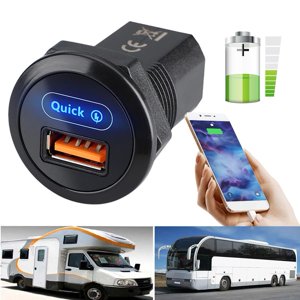 Yimiti 12-24V Chaussette de recharge de voiture 18W Pour Qc3.0 Rv Bus Usb Adaptateur chargeur de voiture Outlet