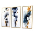 thumbnail image 3 of Designart "Miracle Abstract Ink Cloud with a Touch of Gold VI" Abstract Painting Framed Wall Art Set Of 3 - Blue Modern Frame Gallery Wall Set For Home Decor, 3 of 6