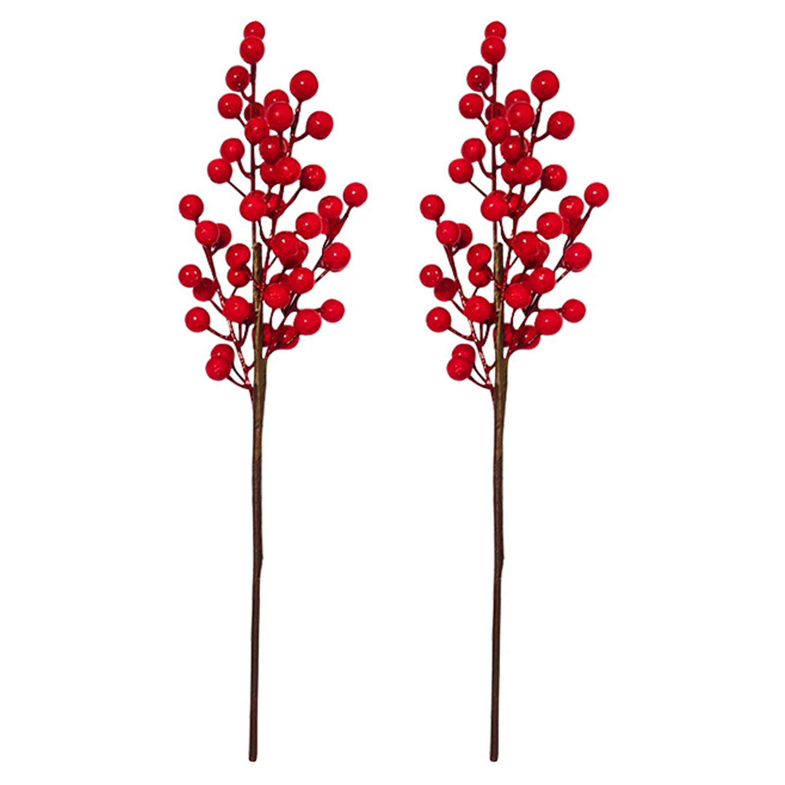 TOPOINT 2Packs Artificial Red Berry Stems Branches, Fake Burgundy Berry ...