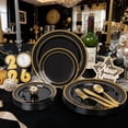 thumbnail image 4 of 200PCS Black and Gold Plastic Plates - Black Plates Disposable for Party - Heavy Duty Plastic Plate for Graduation Wedding Party Birthday, 4 of 9
