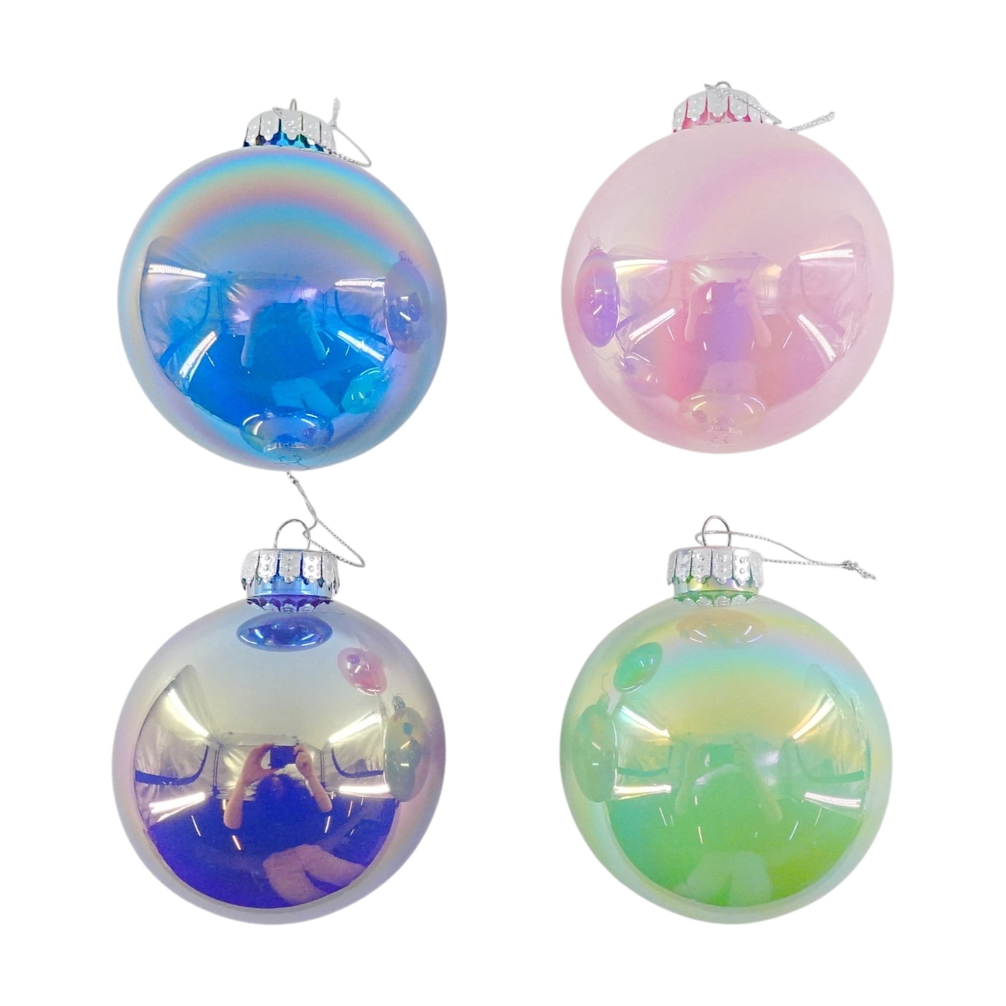8-Count Multicolor Pastel Iridescent Ball Shatterproof Christmas Ornaments, 4.3", by Holiday Time