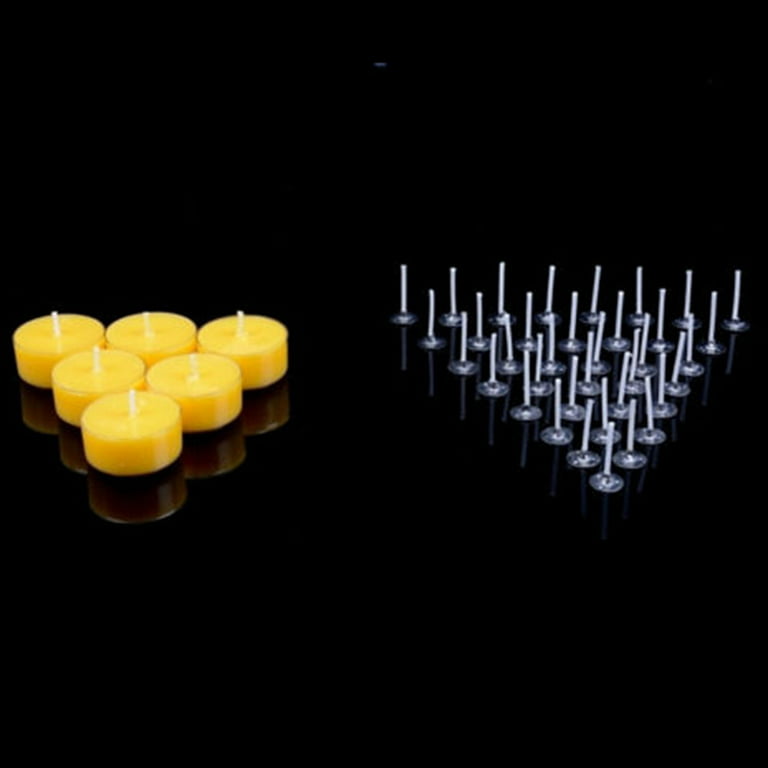 Nuozme 50 Piece 6 Cotton Candle Wicks,Pre-Waxed by 100% Beeswax & Tabbed  with 60Pcs Candle Wick Stickers and 5 Pcs Wooden Candle Wick Centering  Device, for Candle Making,Candle DIY 6 inch Beeswax