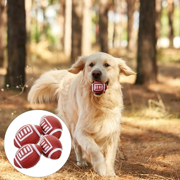 ADDHAT 4Pcs Pet Chew Toy Soft Squeaky Football Dog Toy for Puppies Interactive .3X1.97X1.97in