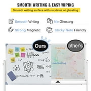 BENTISM Mobile Magnetic Whiteboard Double Sided 360° Rotating Dry Erase Board 24 x 36 Height Adjustable Aluminum Frame White