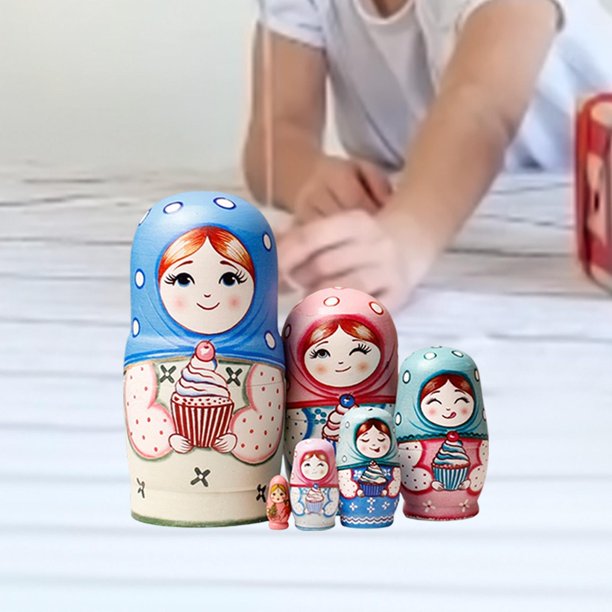 Set De 5 Muñecas Rusas Matrioskas De Madera Pintadas A Mano – 11,5 Cm De Altura | Juguete Educativo Y Decorativo Tradicional | Ideal Para Coordinar Mano-ojo Y Decorar Estanterías