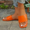thumbnail image 6 of KIJBLAE Women's Solid Color Square Toe Flat Slides, Wide Width Non Slip Casual Slippers for Beach Pool Summer Orange 44, 6 of 9