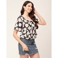 thumbnail image 3 of Moomaya Printed Peplum Top For Women Peter Pan Collar Flutter Sleeves Summer Top, 3 of 8