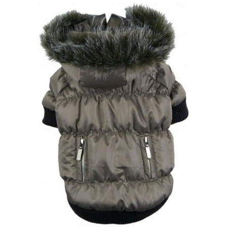 UPC: 0858342000048 | Pet Life 1GYMD Grey Metallic Fashion Parka with Removable Hood-MD