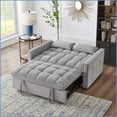 thumbnail image 6 of 4-in-1 Velvet Tufted Loveseat Sofa Bed | Adjustable Backrest, Storage Pockets & Pillows | Gray Modern Minimalist, 6 of 12