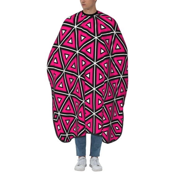ZICANCN Hair Cutting Cape for Adults, Pink Triangle Geometry Cape Salon Barber Cape for Hair Stylist Shampoo Capes Waterproof 55x66 IN