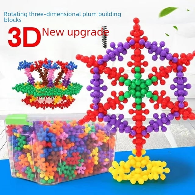 Bloques de construcción de flores de ciruelo giratorios en estéreo 3D, piezas de copos de nieve engrosados, juguetes educativos de bricolaje para educación temprana de jardín de infantes