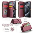 thumbnail image 4 of EGYMEN Multi-functional Wallet Phone Case, Premium Protection Flip Cover with Zipper for 15 Model, Trendy and Durable TPU Mobile Phone Case with Card Slots and Cash Compartment, 4 of 9