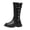 Black, variant on Toddler Girl Riding Boots Leather Mid Calf Bow Boots Soft Soled Dress Long Booties with Side Zipper