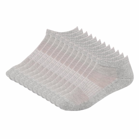 MANARC Men Women Cotton No Show Mesh Socks Low Cut Soft Comfortable Durable Breathable Reinforced Double Layer Cushioned 6 Pack Grey.
