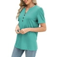 thumbnail image 4 of bnaln Womens Tops V Neck Button Down Shirts Summer Short Sleeve Casual T-Shirts Dressy Tunic Blouse Fashion Loose Fit Tees Blouses Baggy Comfy Pullover Basic Tshirt Trendy Clothes, 4 of 8