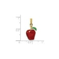 thumbnail image 3 of 14k Yellow Gold Apple Pendant with Red Enamel and Green Leaf, Polished Fruit Charm for Women or Unisex, Symbol of Health, Knowledge, Appreciation, for Necklace or Bracelet Wear, 3 of 7