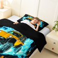 thumbnail image 4 of Castle Fairy Neon Off-Road Truck Twin Comforter Sets 3-Piece for Teens, Lightning Burst Print Bedding Set for Bedroom, Orange Blue,Black Reversible, 4 of 6