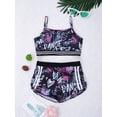 thumbnail image 2 of TiaoBug Girls 2 Piece Camouflage Athletic Set Spaghetti Straps Crop Top with Shorts Set Dance Activewear, 2 of 5