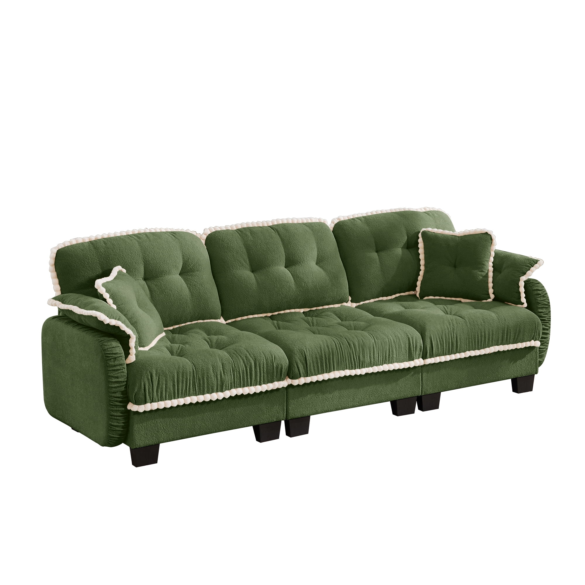 Aenkyo 100" Chenille Modular Sectional Sofa, 3-Seater with 23.8" Deep Seats, Green