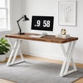 thumbnail image 2 of 55 Inch Heavy Duty Writing Computer Desk Modern Simple Home Office Desk With Z-Shaped Metal Leg Study Workstation (Walnut & White), 2 of 8
