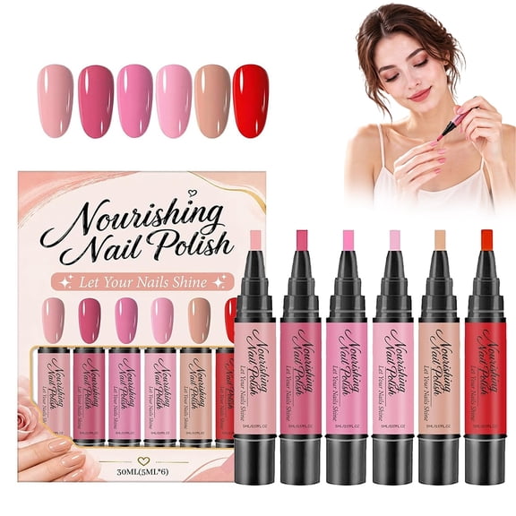 Nail Polish Pens, Gel Nail Polish Pens 6 Colors, No Brush Quick Dry Manicure Set