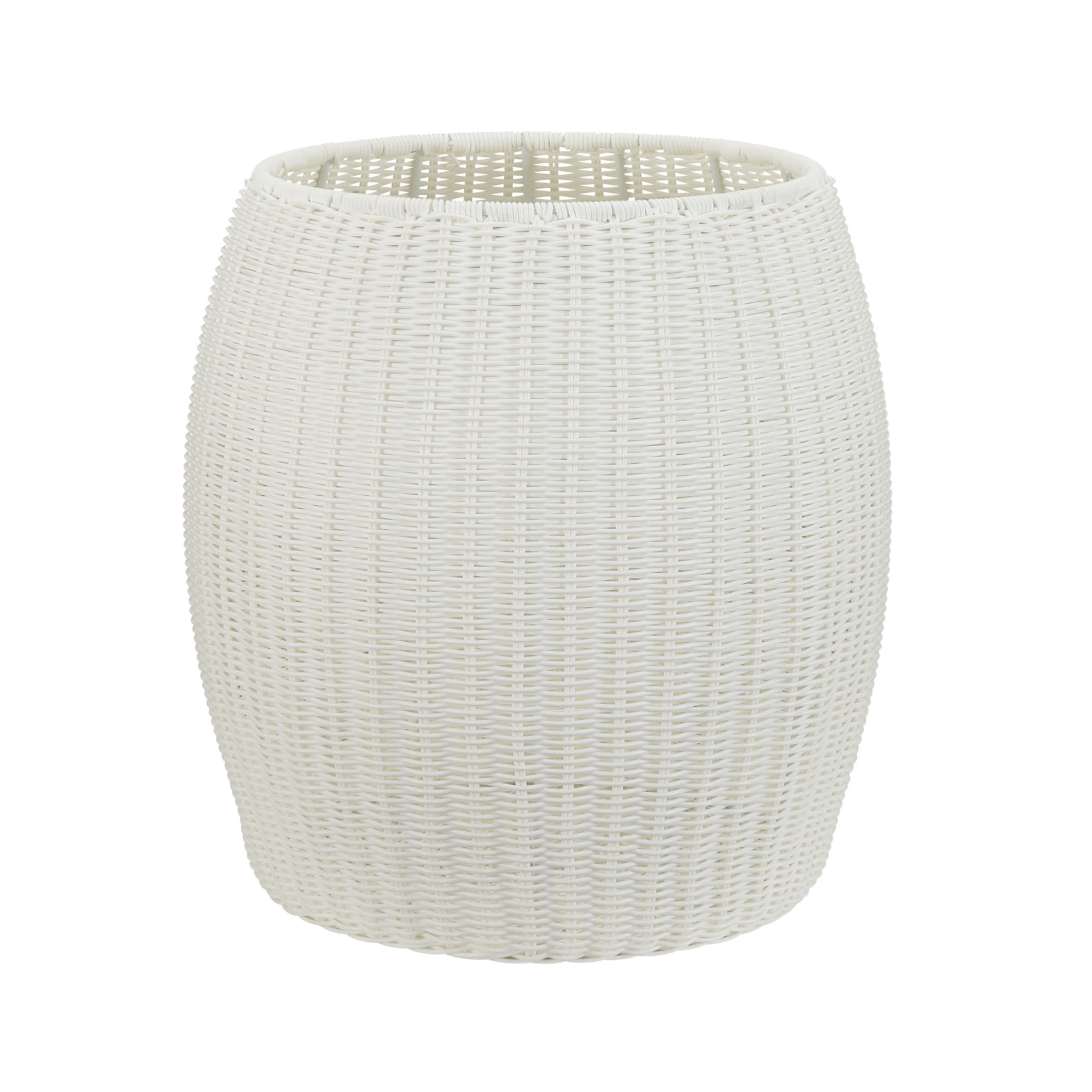Household Essentials Handwoven Resin Barrel Side Table, White
