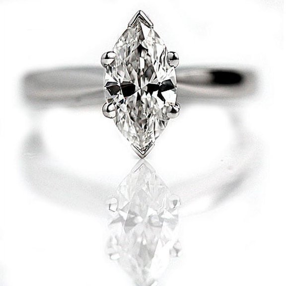 14kt White Gold Womens Marquis Cut Diamond Bridal Wedding Engagement Ring (1.19 cttw.)
