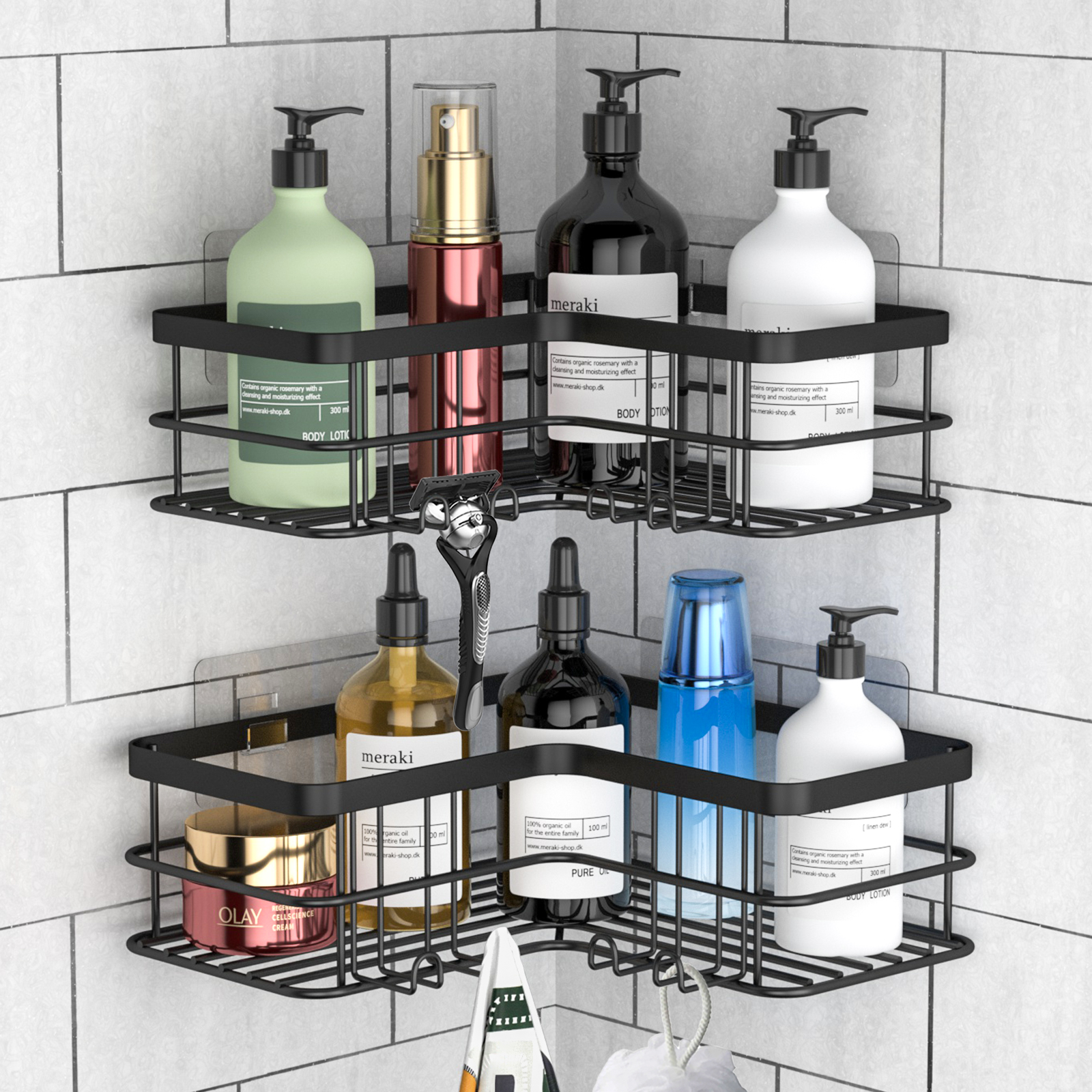 stusgo 2-Shelf Corner Shower Caddy, Black photo 2