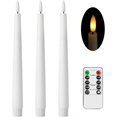 thumbnail image 1 of Stmarry 9.65 Inch Flameless Taper Candles - Realistic 3D Flame with Wick, White Real Wax, Flickering LED Candlesticks, Spring Home Decor, Automatic Timer, Remote Control - Set of 3, 1 of 8
