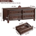 thumbnail image 3 of Leyaoyao Farmhouse Coffee Table with Drawers, Rectangular Rustic Center Table with Hidden Storage for Living Room, Office, Walnut, 3 of 10