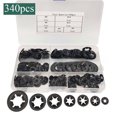 thumbnail image 1 of 340-Piece Hardened Steel Star-Shaped Lock Washers Set - 7 Sizes Internal Tooth Locking Gaskets, GB96-85 Standard, Durable Bearing Fixture Retaining Rings for Mechanical Repair & DIY Projects, 1 of 5
