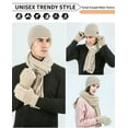 thumbnail image 4 of FZ FANTASTIC ZONE Woman Men Winter Warm Hat Beanie Long Scarves Touch Screen Gloves Knit Set,Beige, 4 of 8