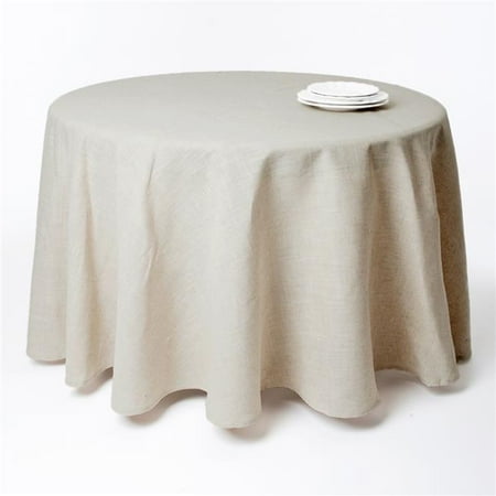 

SARO 96 in. Round Toscana Linen Blend Tablecloth - Natural