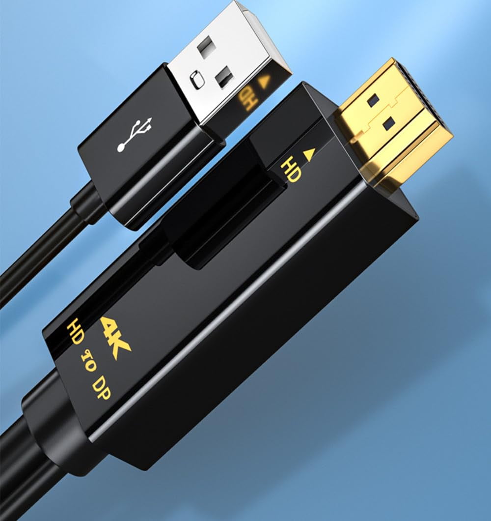 KOMI HDMI to DisplayPort Cable, 4K@60Hz HDTV to DP 3840 * 2160, Audio-video Synchronisation,1.8M / 0.23M, Compatible with Computer, Set Top Box, Laptop, PS5/4, Projector, TV, (1.8 metres, DP Male)