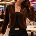 thumbnail image 6 of Gamivast Velvet Bolero Shrugs for Women Open Front Long Sleeve Cropped Cardigan Elegant Dress Cover Up Lightweight Vintage Tops for Evening Party Wedding Guest, 6 of 6