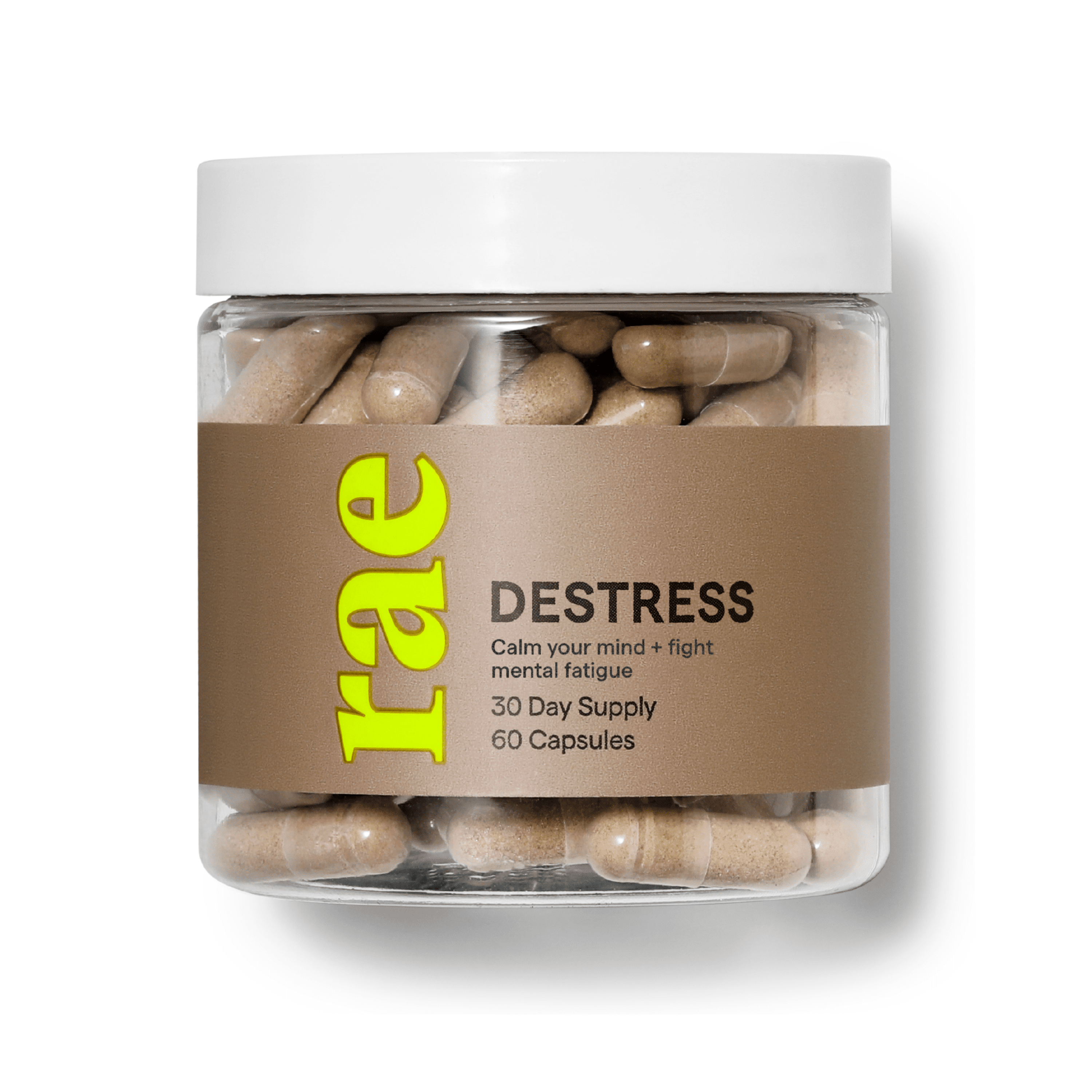 Rae Wellness Destress Supplement, Stress Relief and Mood Support, 60 Capsules