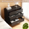 thumbnail image 2 of SESSLIFE 3 Drawer Nightstand, Black Night Stand with Silver Handles, Wood Bedside Table Storage Cabinet, Multi-Scene Furniture for Bedroom, Living Room, 2 of 8