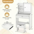 thumbnail image 3 of Costway Vanity Desk with Mirror and Lights LED Lighted Makeup Table with 3 Color Modes, 3 of 10